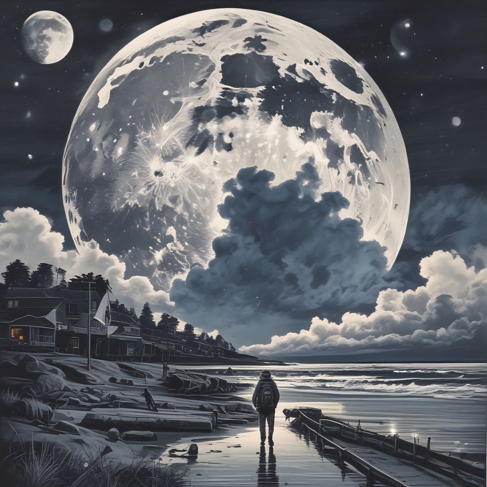 Moonlit Night Coastal Art Print